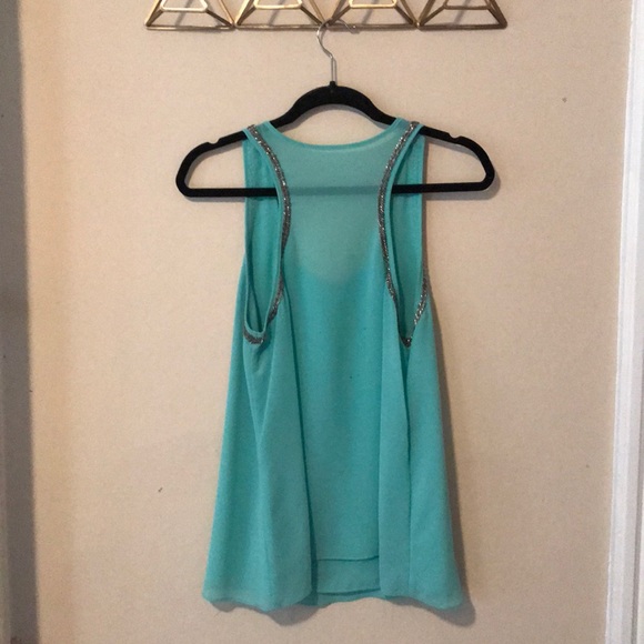 Turquoise beaded tank - Picture 3 of 4